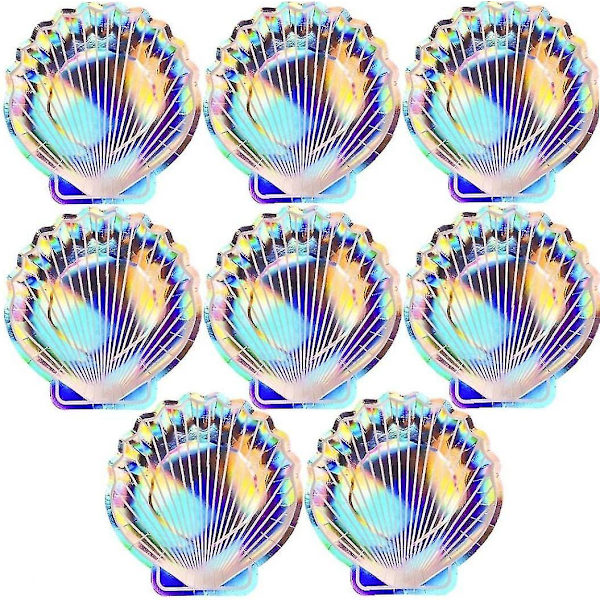 9 tum Iridescent Engångstallrikar Biologiskt Nedbrytbara Färgglada Skal Papperstallrikar Födelsedagsfest Dekoration (8 st, blandade