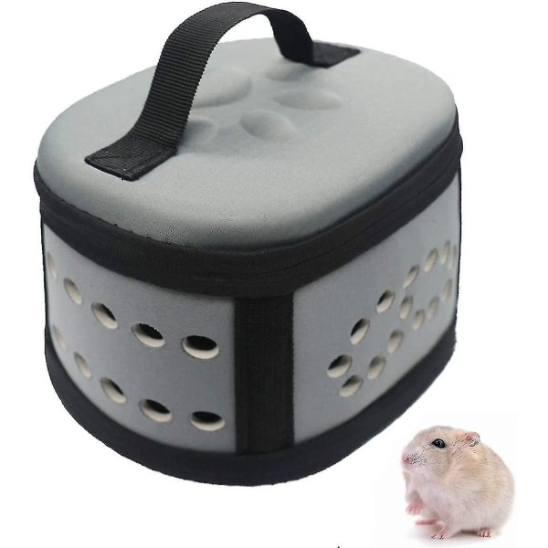 Bærbar lille dyr marsvin pindsvin hamster taske boks med polstret lynlås (1 stk, grå)