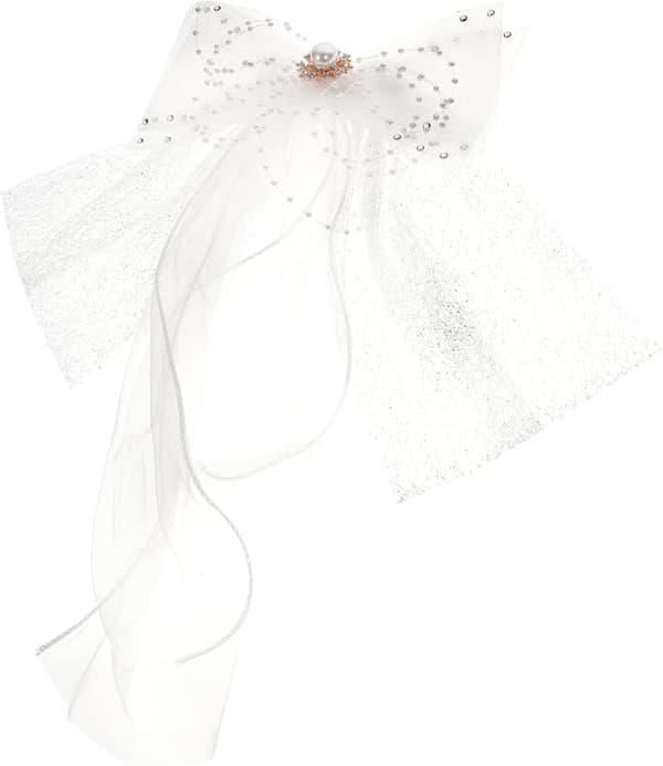 Brudslöja med rosett Hårklämma Elegant Bröllopsaccessoar Mjukt Flödande Design