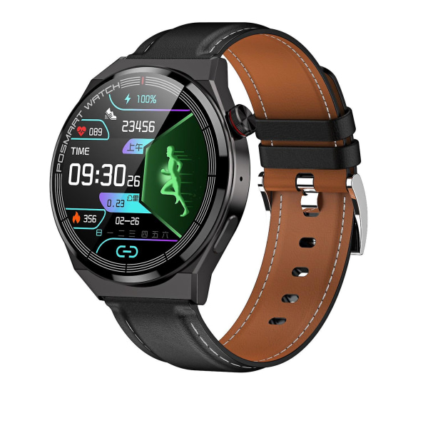 Gäller Huawei Smart Sports Watch Hua Waterproof Large Screen 1.45 Bluetooth Dark gray black leather