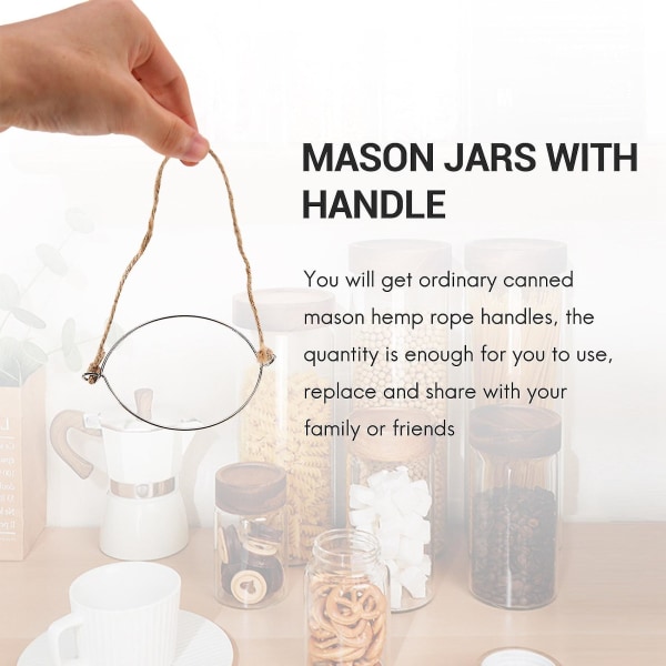 Bøjler til Mason Jar, håndtag af linnedreb til 87 mm bred mund Mason Jars  Glaskrukker 5900 | Fyndiq