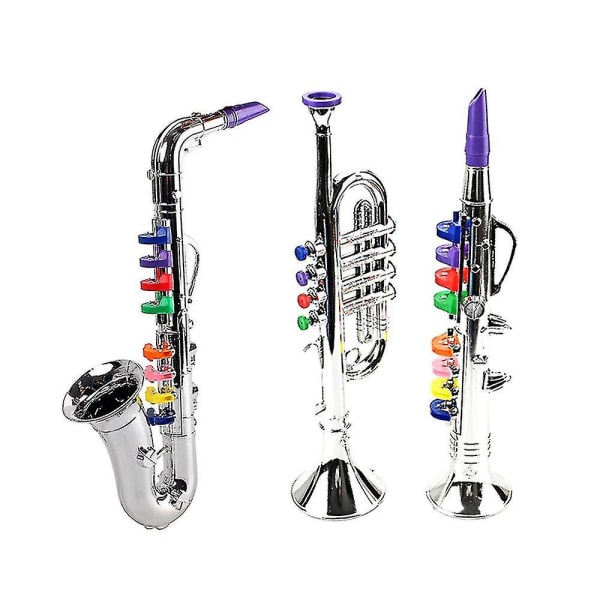 3 stk Børnemusikinstrumenter Legetøjsklarinet, saxofon Trompet, blæse- og messingmusikinstrumenter Combo for småbørn Play-yuhao