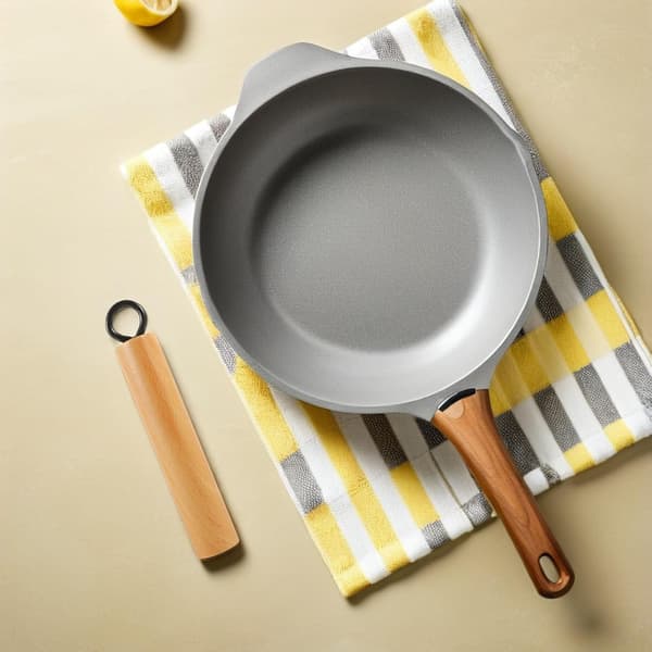 Avtakbart grytehåndtak med ergonomisk design, tre- og jernmateriale