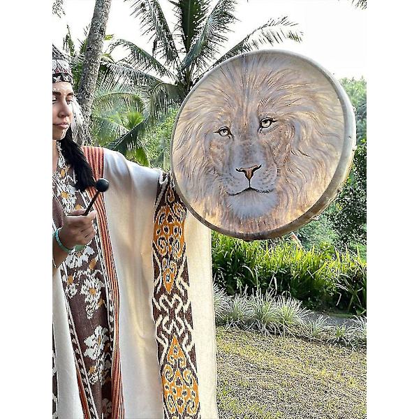 Vegetarian Shamantrumma Ljudhelaretrumma Handgjord Totem Lejontrumma Trumset
