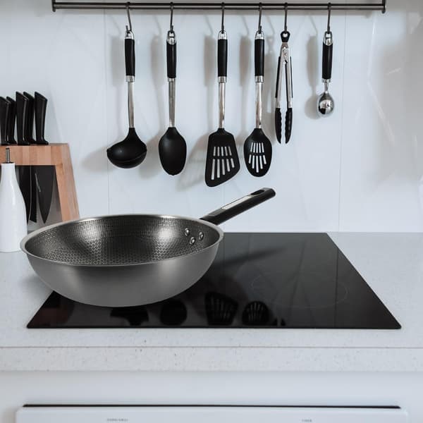 Stekepanne i rustfritt stål med bikubemønster, liten eggpanne med flat bunn