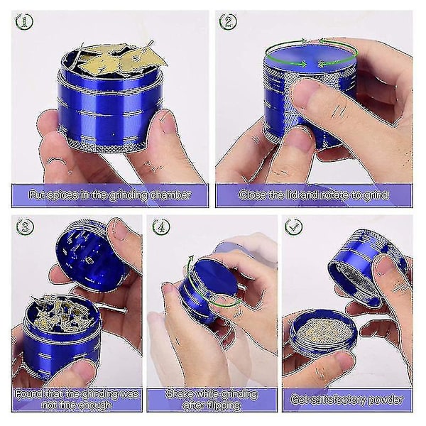 2 tommers 4-delt krydder- og urtegrinder, slitesterk og utsøkt 50 mm (rosa)