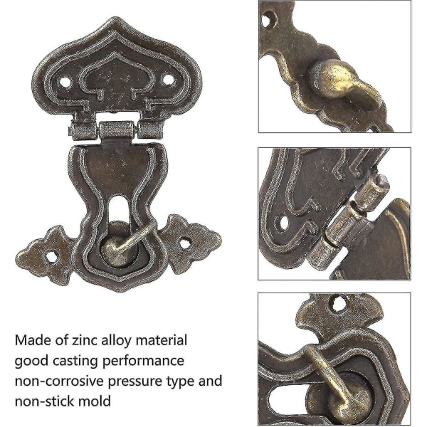 6 stk. Låsbeslag Antikk Stil Messing Hasp Design Lås Haken Hasp Med Skruer (bronse)