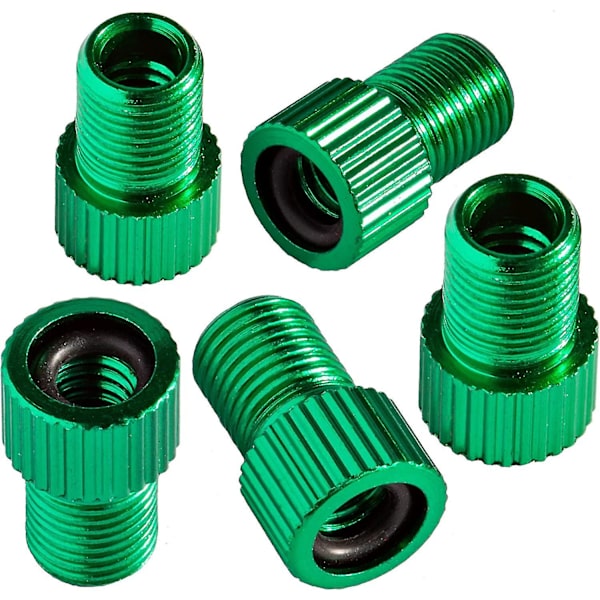 Cykelventilsadapter Luftmunstycke Adapter Aluminium Rak Korn (grön) 5 Stycken