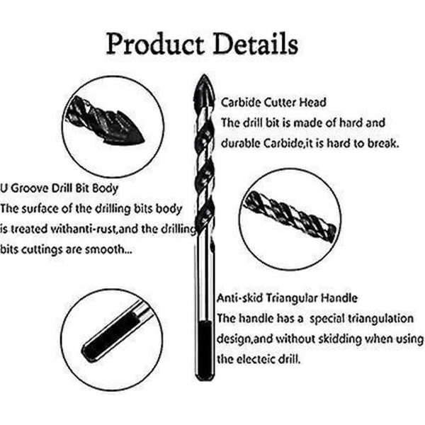 10 Pak Murstensbor Tungsten Carbide Tip Trekantbor