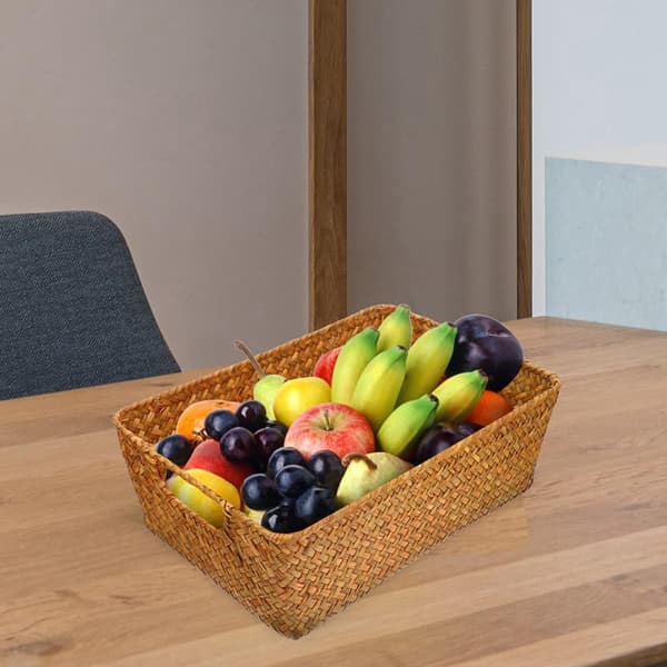 Hushållsbrödkorg Flätad Halm Rektangulär Korg Multifunktionell Dekorativ