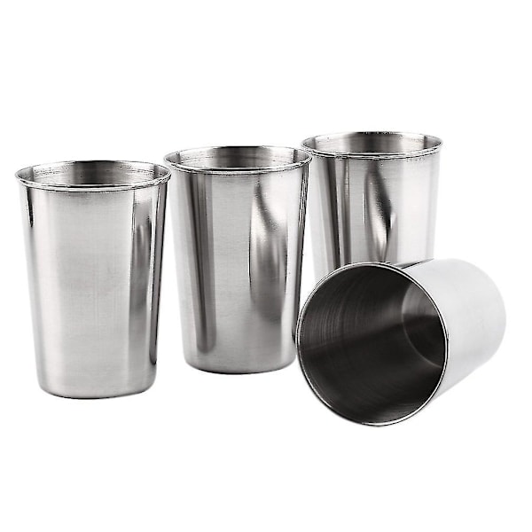 1 Sett med 4 Rustfritt Stål Campingkopp Mugg Kaffe Te Etui
