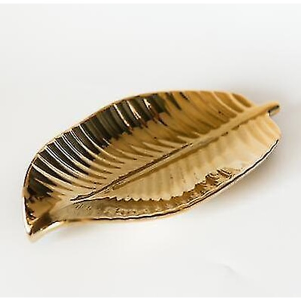 Nordic Golden Leaf Form Serveringsbakke Opbevaringsdekoration