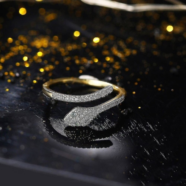 Krystalåndslange Ring til Kvinder Guld Zirkon Justerbar