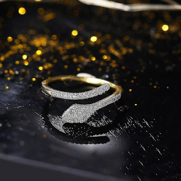 Krystallåndslange Ring for Kvinner Gull Zirkon Justerbar