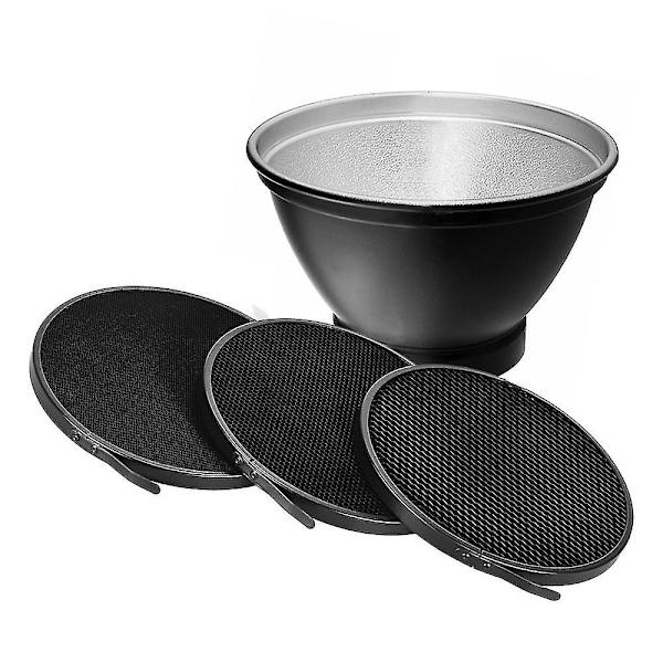 210 mm Elinchrom-kiinnityksen heijastava diffuusori, varjostin, lampunvarjostin 10, 30 ja 50 kennoverkkojen kanssa Elinchrom-kiinnityksellä varustettuihin studiostrobe-salamavaloihin, ulkovaloihin ja Speedlite-laitteisiin