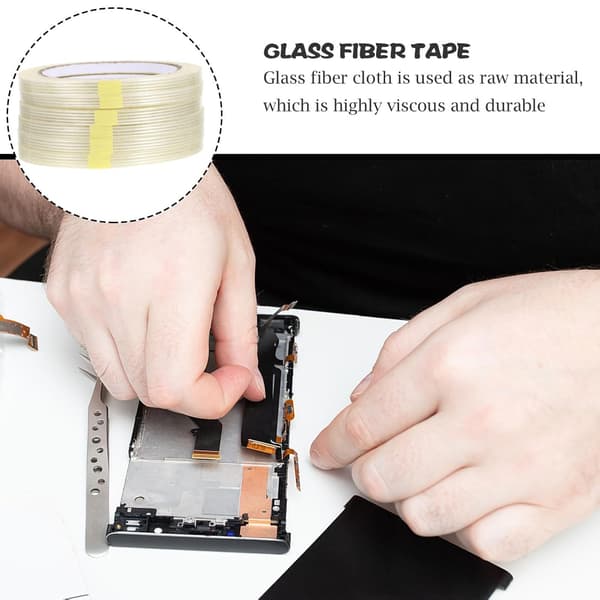 6 rullar 25m glasfiberfilamenttejp 1cm bredd Hög vidhäftning Rivtålig Multifunktionell förpackning