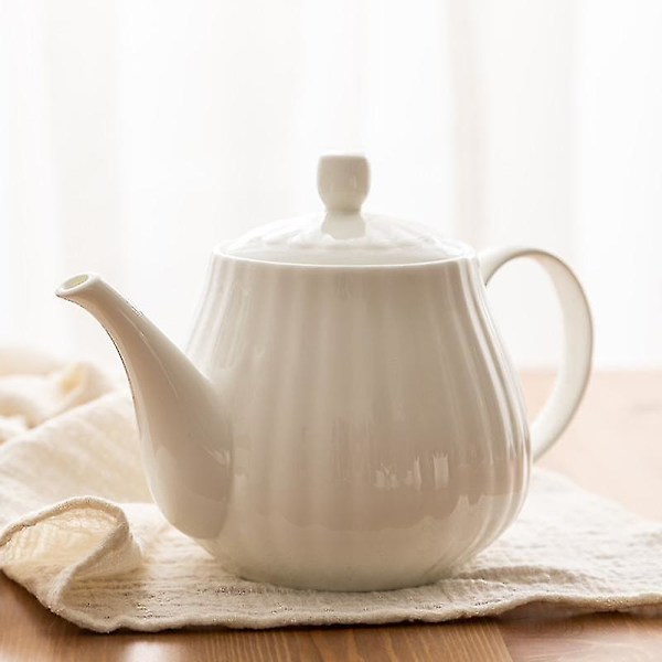 Benporslinskaffe- och tepanna i pumpaform, keramik
