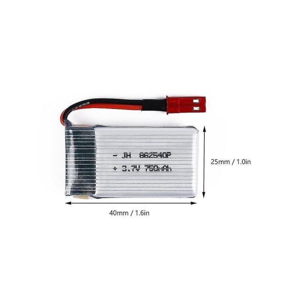 Mini 862540 3,7V 750mAh 25C Lipo-batteri med JST-plugg