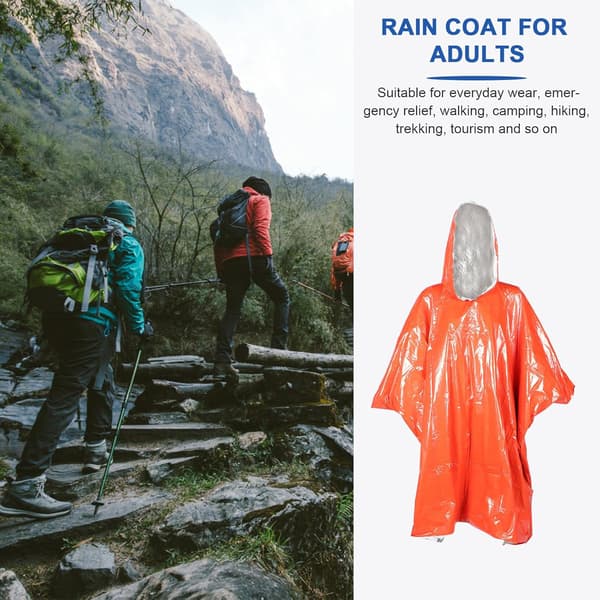 Oransje Nødregnponcho for Voksne med Refleksstriper