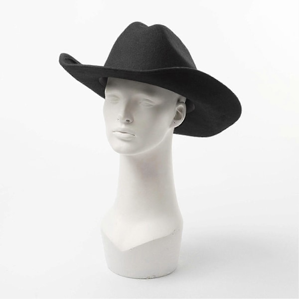 Cowboy Hat Ensfarvet Vild Unisex Anti-Pilling Komfortabel Kostumefest Tilbehør Filt Rullet Kant Cowgirl Hat Til Udendørs Khaki