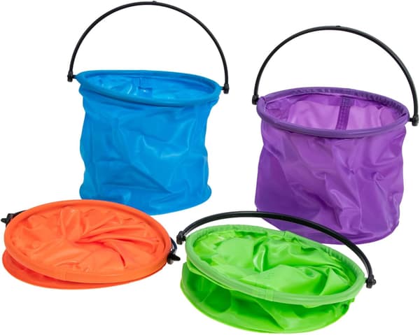 4 stk sammenleggbare PVC små bøtter, lette og bærbare vannbeholdere