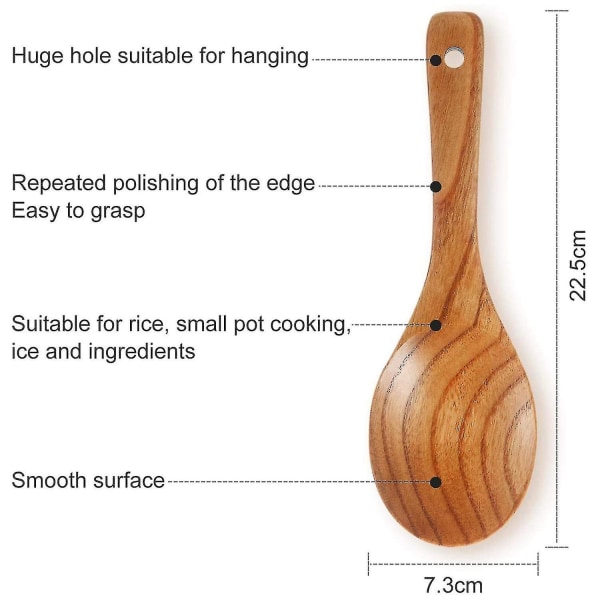 4 stycken träskedar 21,5 cm trärispaddel Mångsidig serveringssked Non Stick Värmebeständig Coo (haoyi-yuhao