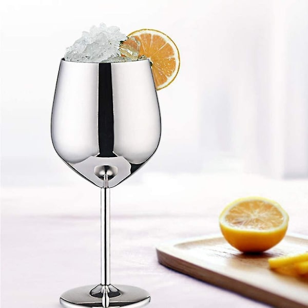 2 stk Sølv Rustfrit Stål Vinglas Goblet 500ml