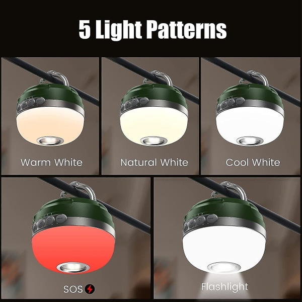 Campinglampe med Rgb-farveændring, LED-campinglanterne med 5200 mah usb-gave