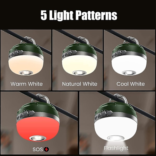 Leirintälamppu RGB-värimuutoksella, LED-leirintälyhty 5200 mAh USB-lahjalla