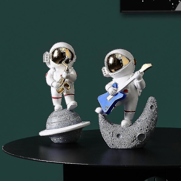 Band Astronaut Astronaut Prydnad Grossist Vardagsrum Skrivbords Hem Prydnad Liten Prydnad Present Violinspelare Guld-hyj