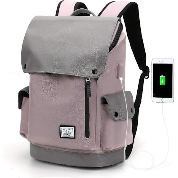 USB-portti kannettava tietokone reppu naiset miehet päiväretki koulu reppu 15,6 tuuman kannettavalle