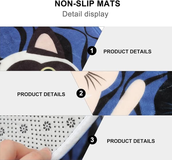 Badrumsmatta tecknad kattmönster dörrmatta 50 * 80cm polyester slitstark vattenabsorption