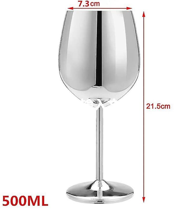 2 stk Sølv Rustfrit Stål Vinglas Goblet 500ml