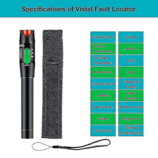 30mW 30km Visuel Fejlfinder Fiberlys Tester VFL Optisk Kabel Med Single Mode Han Til LC Hun