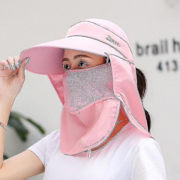 Solhatt for kvinner, storbremmet hatt, sykling, gårdsarbeid, solbeskyttelse, UV-beskyttelse, ansiktshatt Pink