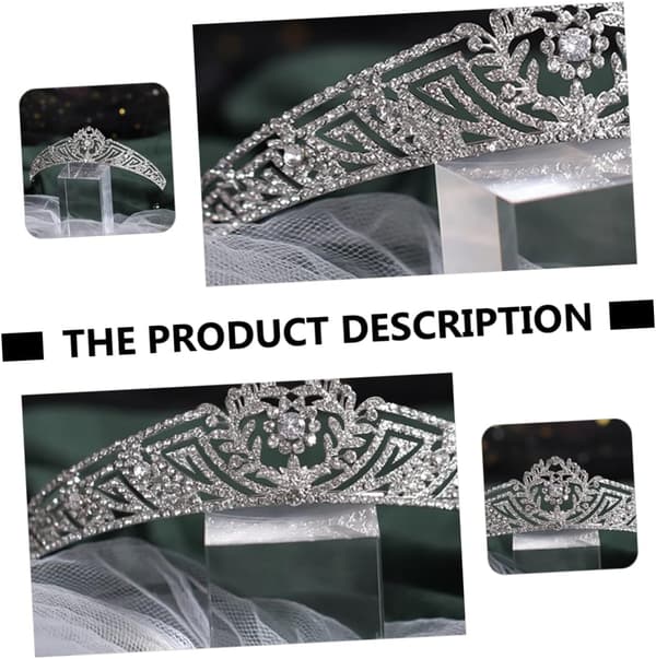 Rhinestone krone elegant tiara dekor bryllup brud hodeplagg sølv rhinestones elegant krone hodeplagg