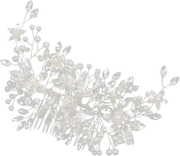 Perleblad Hårnål Rhinestone Bryllupsbrud Hårkam Klips Blomster Hårtilbehør for Kvinner Sidekam