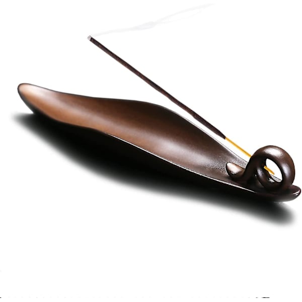 Røgelsespindholder med 3 huller, keramisk røgelsesaskeskål til borde, meditationsrum, yoga, hjem, kontor (kaffe) (1 stk)