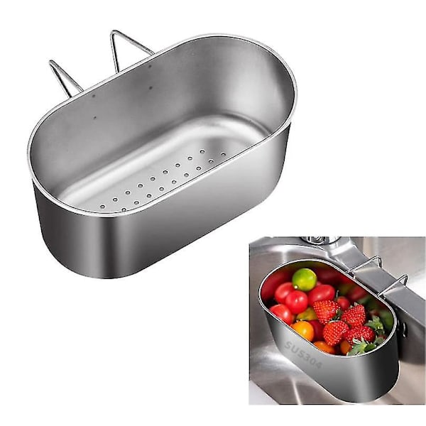 Rustfrit Stål Håndvask Aftapningskurv Til Køkken Madspild Rester Madopsamler (1 Stk, Sølv)