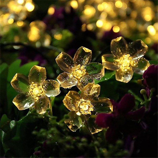 LED Solcellsdrivna Utomhus String Lights Bröllop Körsbärsblommor