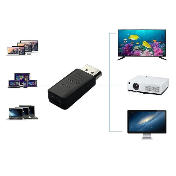 Musta DP-uros-mini DP-naaras DisplayPort-sovitin