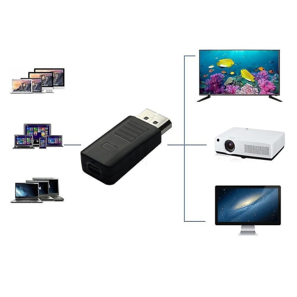 Musta DP-uros - Mini DP -naaras DisplayPort-sovitin