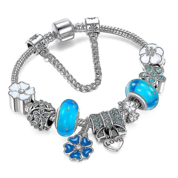 Vintage silverfärgade berlocker Armband för kvinnor DIY kristallpärlor Fina armband kvinnor Pandora stil smycken