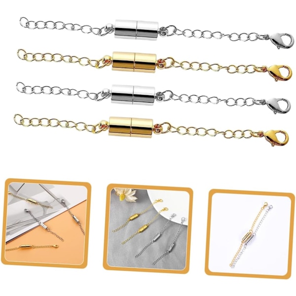 Smyckesförlängare för halsband, par av långa kedjeförlängare, klassiskt hummerlås