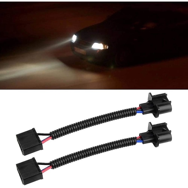 H4 til H13 Adapter, Universal H4 Hunn til H13 Hann Adapter Frontlyskonverteringskabelsett (svart) (2 stk)