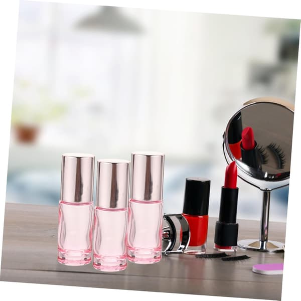 Glasrullflaskor för eteriska oljor och parfym 6 st 5 ml rosa påfyllningsbara reserullflaskor