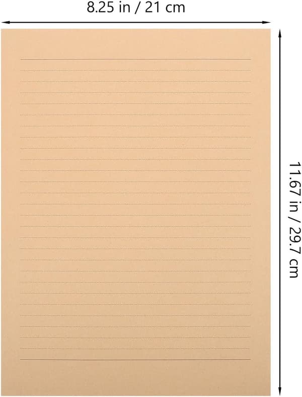 A4 Linjerat Kraftpapper Skrivpapperspaket, 100 Ark Brevpapper