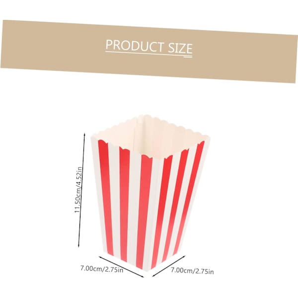24 kpl Värikkäitä Popcorn-ämpäreitä Illat Klassiset Raidalliset Popcorn-laatikot