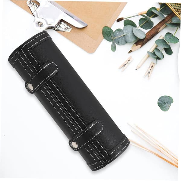 Makeupbørstetaske Organizer Etui til Kosmetik Sort Lædermateriale