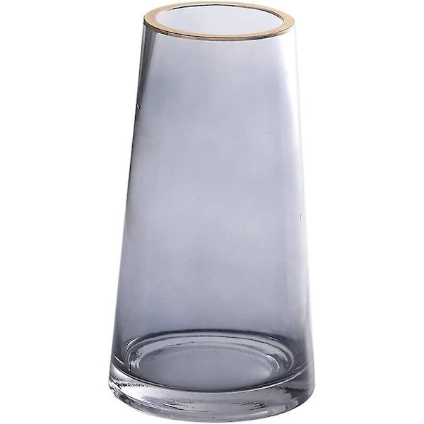 Klar Glasvas, Höjd 22cm, Blomvas Med Guldkant, Bordvas Passar För Heminredning, Han